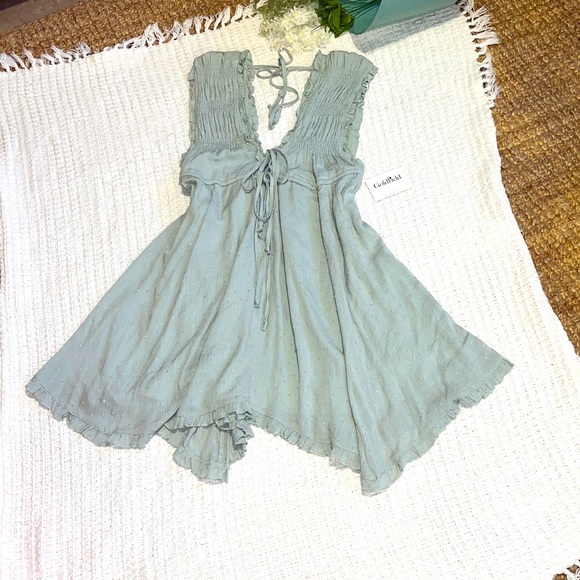 NWT Daisies Daisyshoppe light mint green babydoll flowy boho Dress szM fairytale - Picture 1 of 10